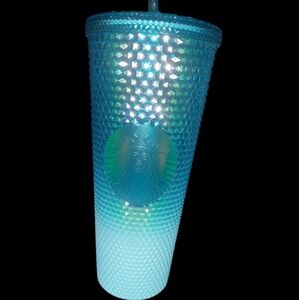 Starbucks Ombré Aqua Splash Oil Slick Blue Tumbler Studded 24oz Venti Tumbler